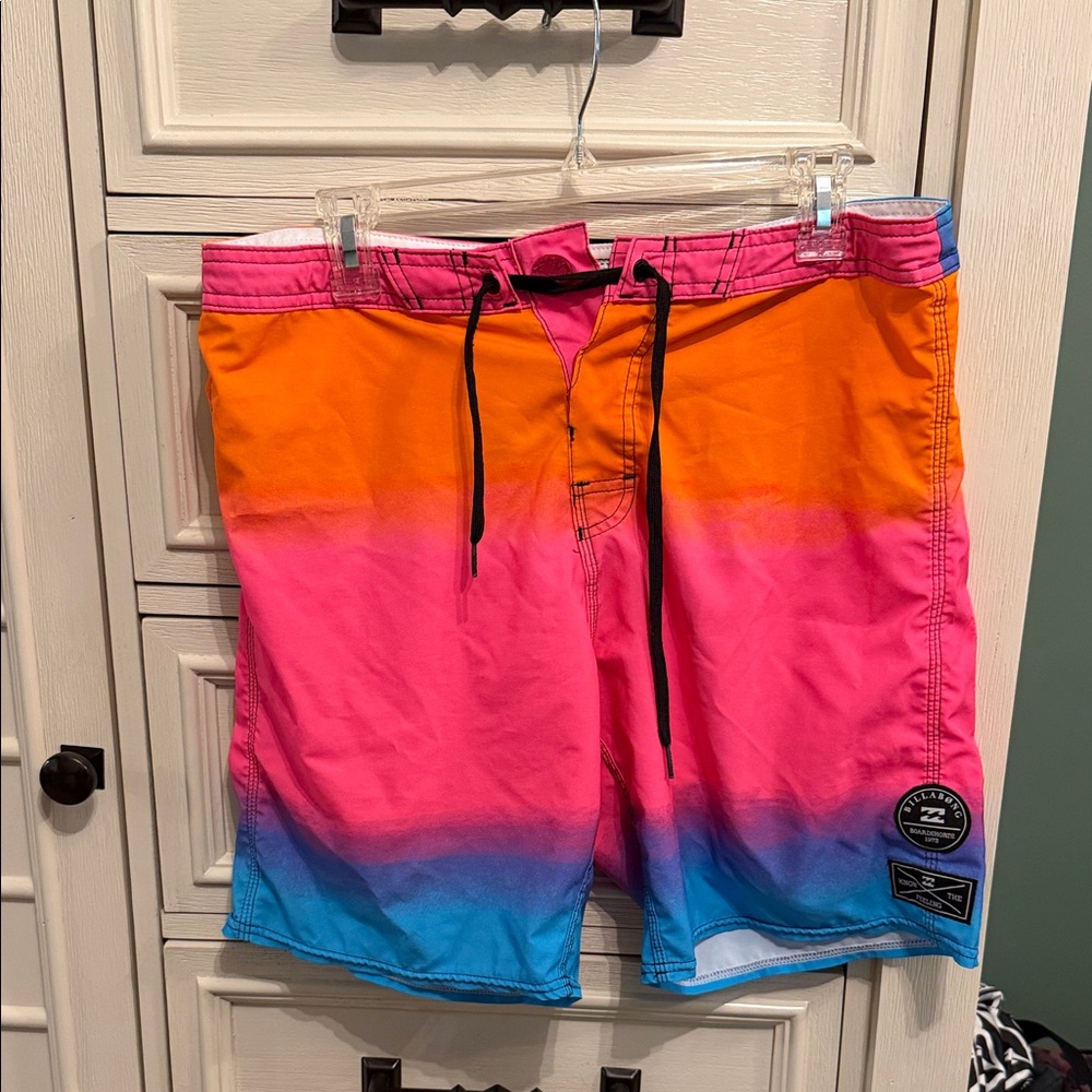 Billabong Orange, Pink, and Blue Board Shorts